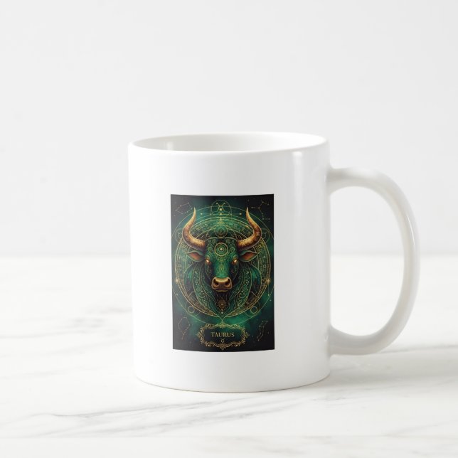 Mug Taurus Emerald and Gold Astrology Coffee Cup (Droite)