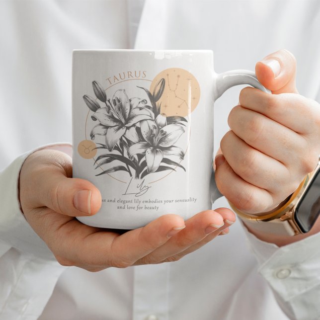 Mug Taurus zodiac fleur de naissance mois anniversaire (Elegant Taurus Mug Floral Zodiac Coffee Mug Astrology Gift)