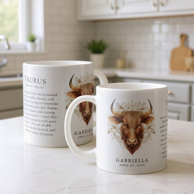 Mug Taurus Zodiac Sign Horoscope Personalized Gift (Créateur téléchargé)