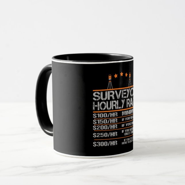 Mug Taux horaire de géomètre idée cadeau drôle (Devant gauche)