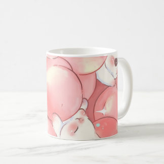 Mug Taza Adorable de Diseño de conejitos fondo rosa