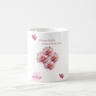 Mug Taza/ Bloom Softly con Peonías Rosadas 