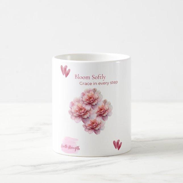 Mug Taza/ Bloom Softly con Peonías Rosadas  (Centre)