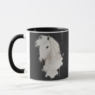 MUG TAZA CABALLO BLANCO CON FONDO NEGRO