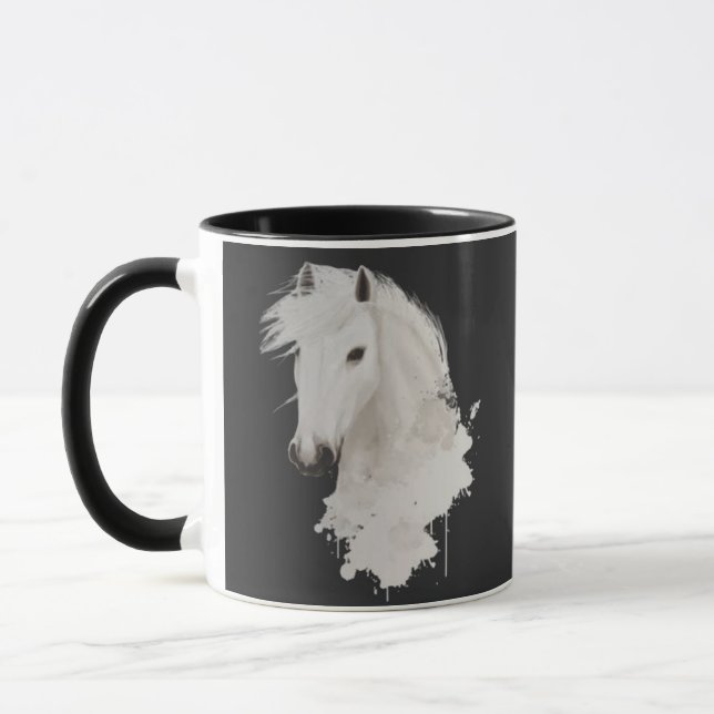 MUG TAZA CABALLO BLANCO CON FONDO NEGRO (Gauche)