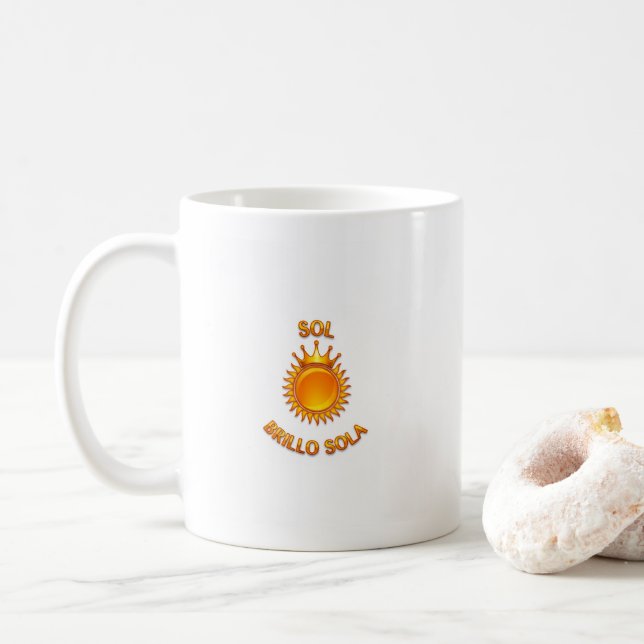Mug Taza clacica blanca Sol Brillante Sola  (Avec donut)