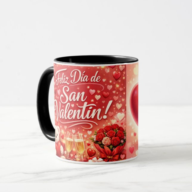 Mug Taza Clásica “Feliz Día de San Valentín” con Coraz (Devant gauche)