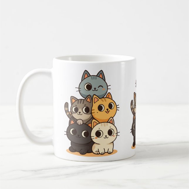 Mug Taza con gatitos dibujado a mano. (Gauche)