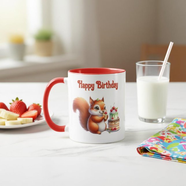 Mug Taza Cumpleaños Ardillita con Torta  (Créateur téléchargé)