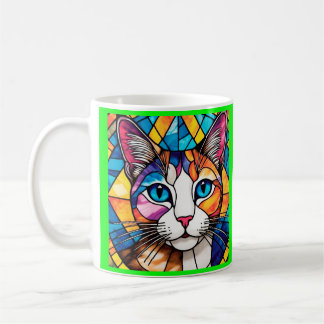 Mug Taza de café blanca diseño de gato