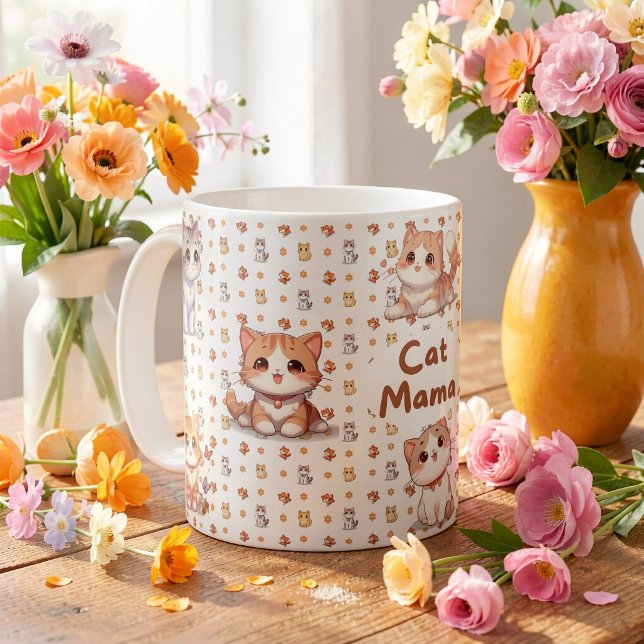 Mug Taza de café Cat Mama (Créateur téléchargé)