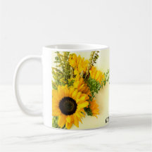 Taza de cafe diseño girasol y frace motivadora