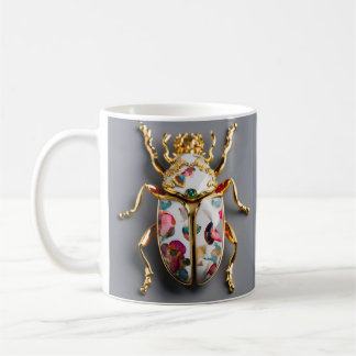 MUG TAZA DE COLOR BLANCO CON IMPRESION DE ESCARABAJO