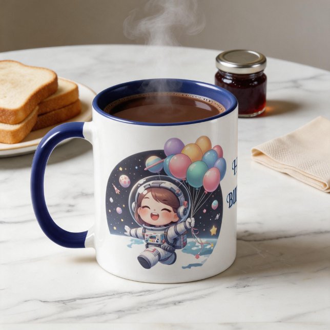 Mug Taza de Cumpleaños Astronauta con Globos (Créateur téléchargé)