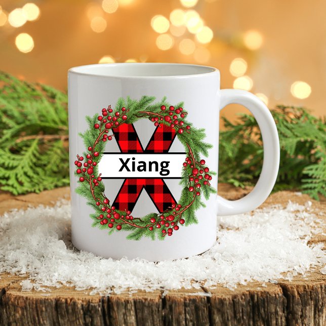 Mug "Taza de navidad personalizada con letra X" Coff (Créateur téléchargé)