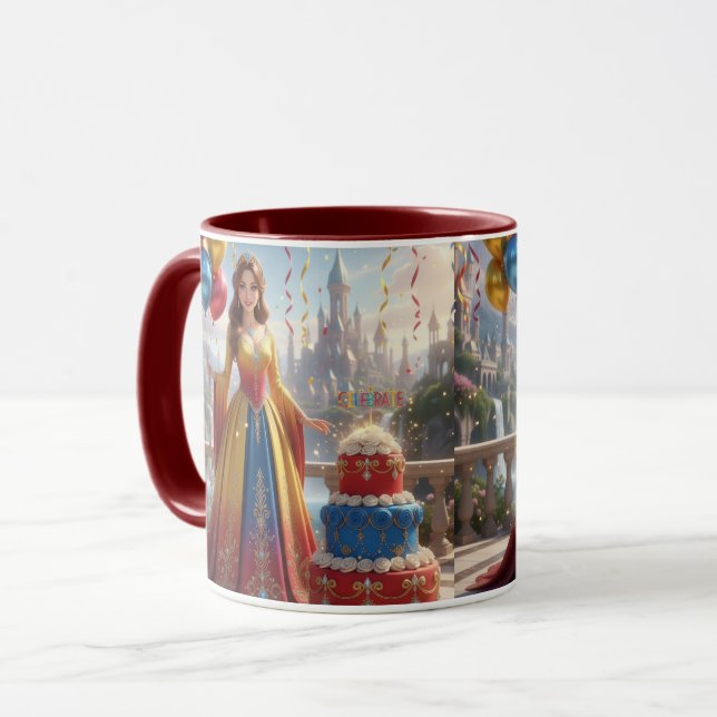 Mug Taza de Princesa – Diseño de Cumpleaños con Pastel (Devant gauche)