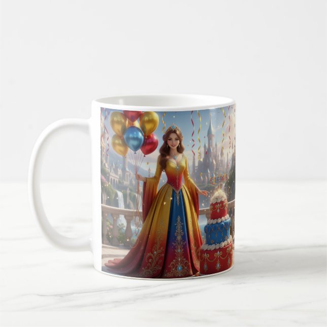 Mug Taza de Princesa – Diseño de Cumpleaños con Pastel (Gauche)