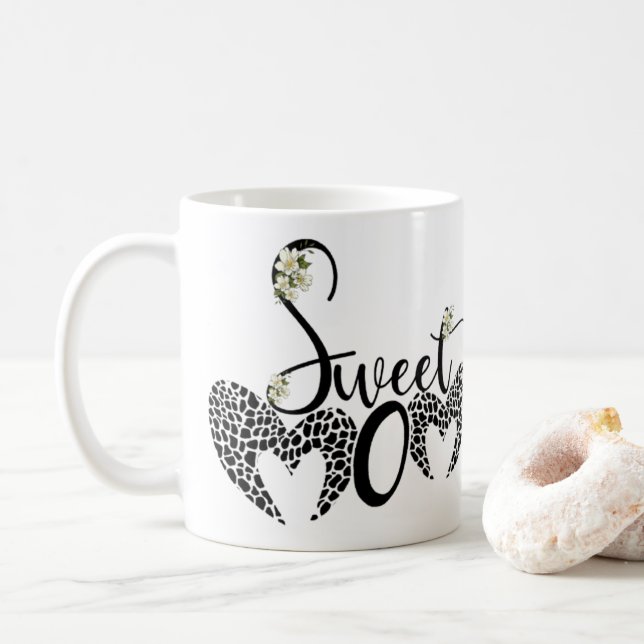 Mug Taza dulce mamá con corazón y flor (Avec donut)