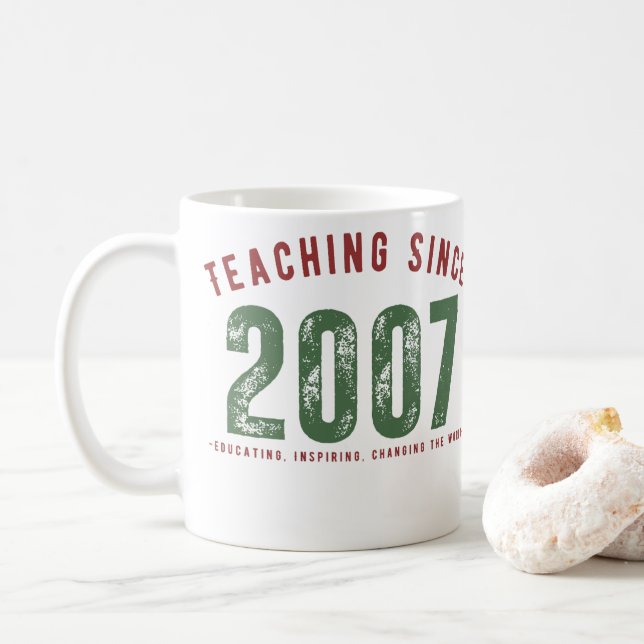 Mug Taza para profesor | Teaching since 2007 (Avec donut)