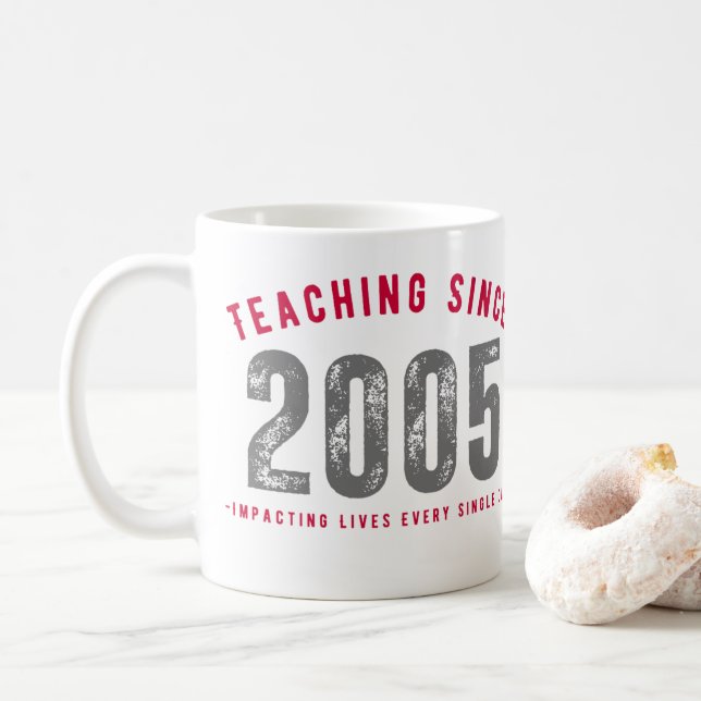 Mug Taza para profesores Teaching since 2005 (Avec donut)