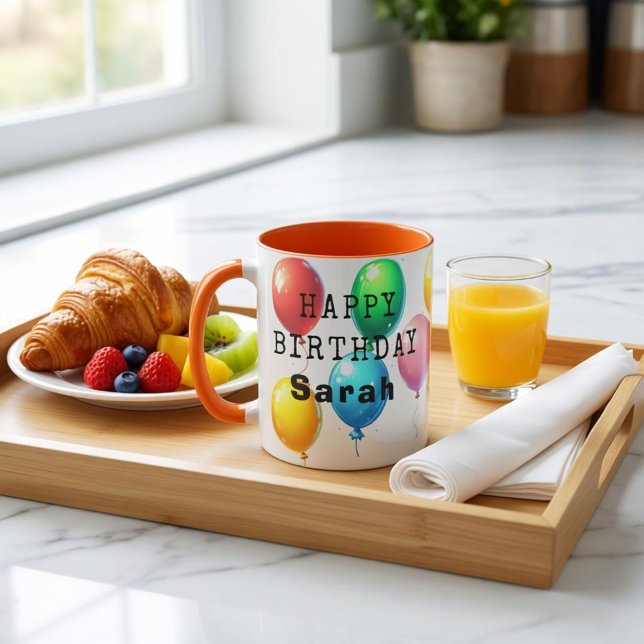 Mug Taza personalizada “Happy Birthday” con globos  (Créateur téléchargé)