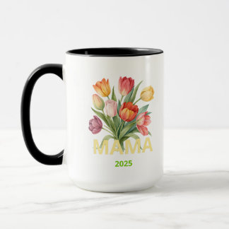 Mug Taza personalizada “Mamá 2025” con flores de color