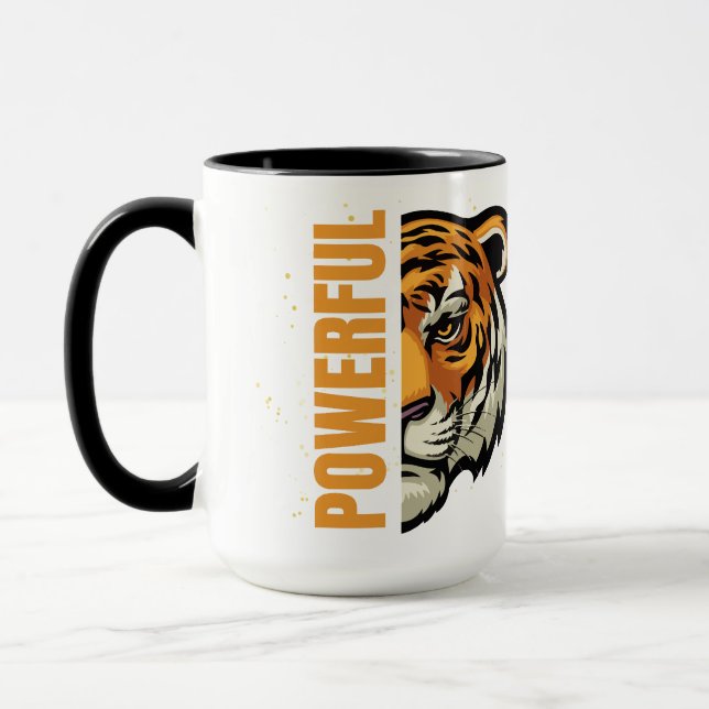 Mug Taza Tigre Powerful con asa e interior en negro (Gauche)
