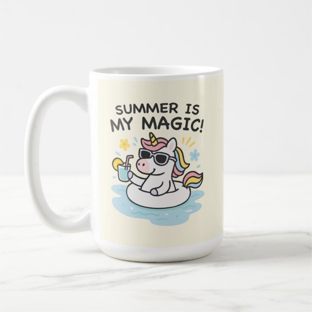 Mug Taza unicornio kawaii “Summer is my magic” (Gauche)