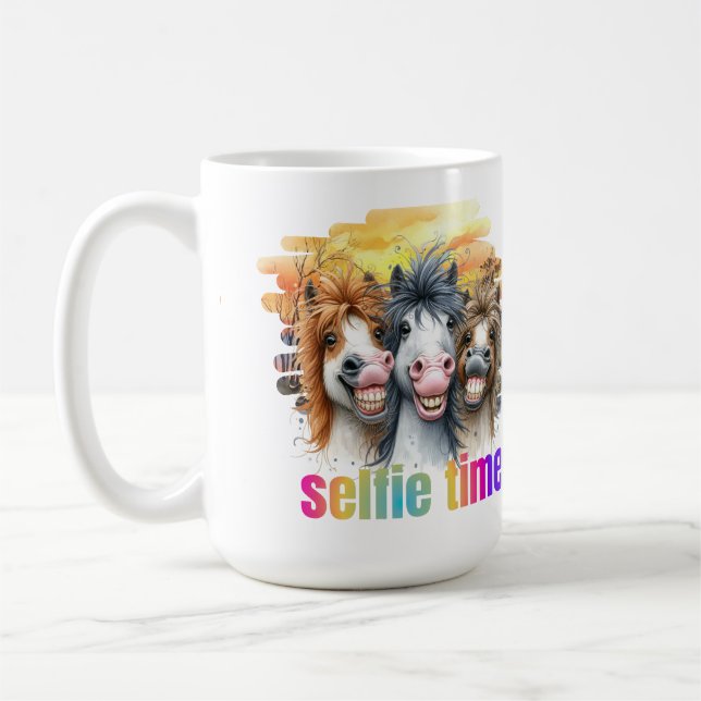 Mug Tazas horse meme – funny horses on a selfie (Gauche)