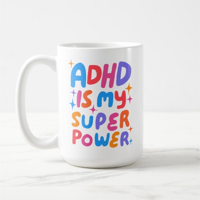 Mug TDAH est ma superpuissance Lettres de bulles joyeu (Gauche)