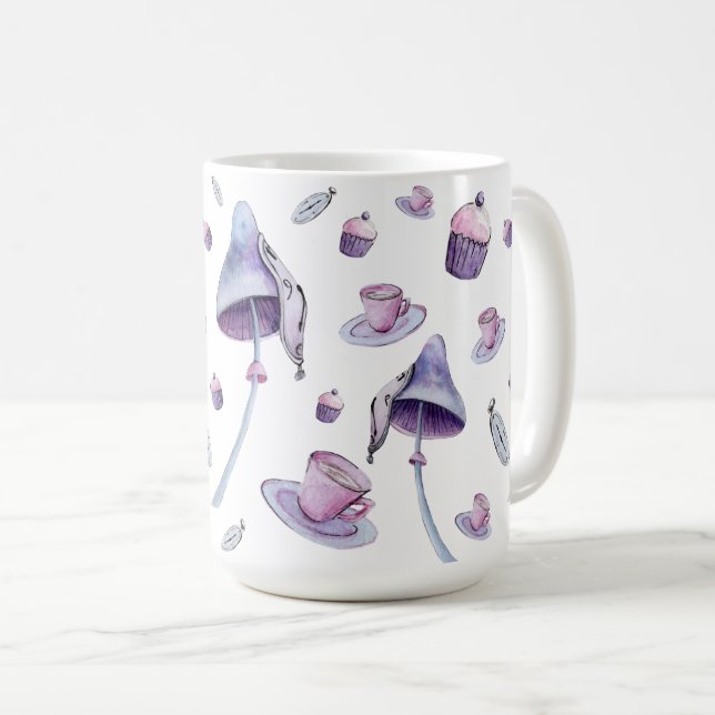 Mug Tea Party Mad rose et bleu aquarelle (Devant droit)