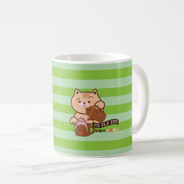 Mug tea time chat et lapin (Devant droit)