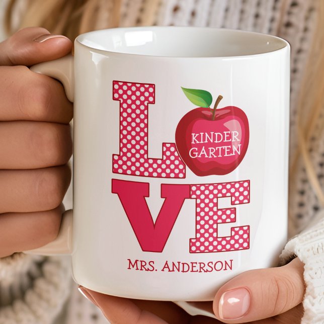 Mug Teacher Apple Love Nom Personnalisé Et Grade (Créateur téléchargé)