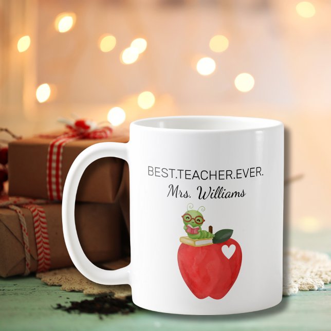 Mug Teacher Appreciation Apple Bookworm Best teacher (Créateur téléchargé)