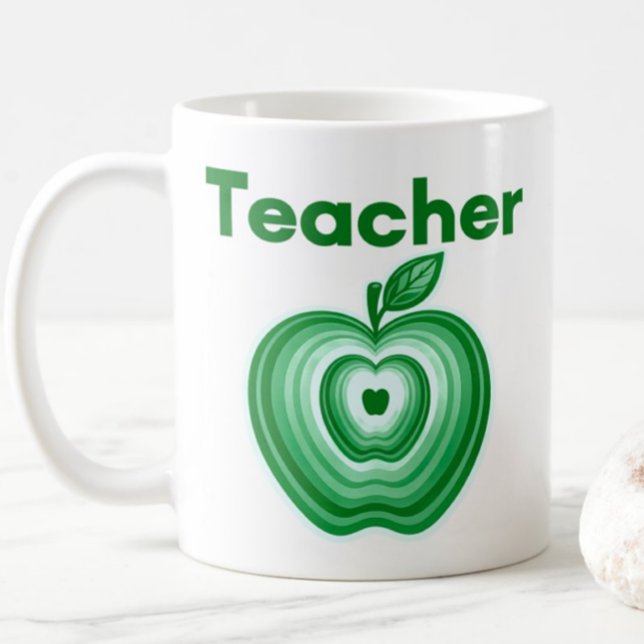 Mug Teacher Green Apple Rings Gift (Créateur téléchargé)
