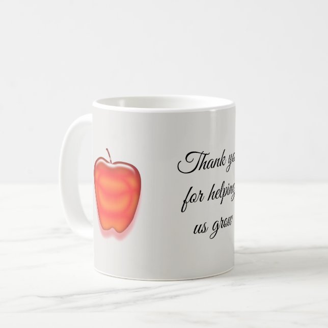 Mug Teacher Merci Rouge Pomme Garderie de classe (Devant gauche)