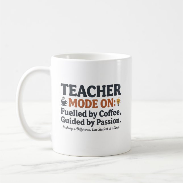 Mug Teacher Mode On style quotes (Gauche)