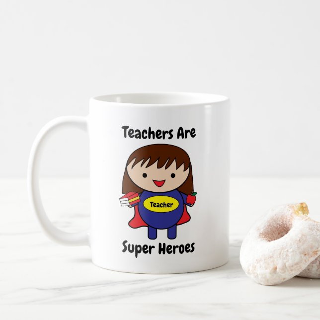 Mug Teacher Super Hero Cute Personnaliser (Avec donut)