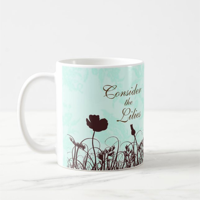 Mug Teal et le brun considèrent les lis citation (Gauche)