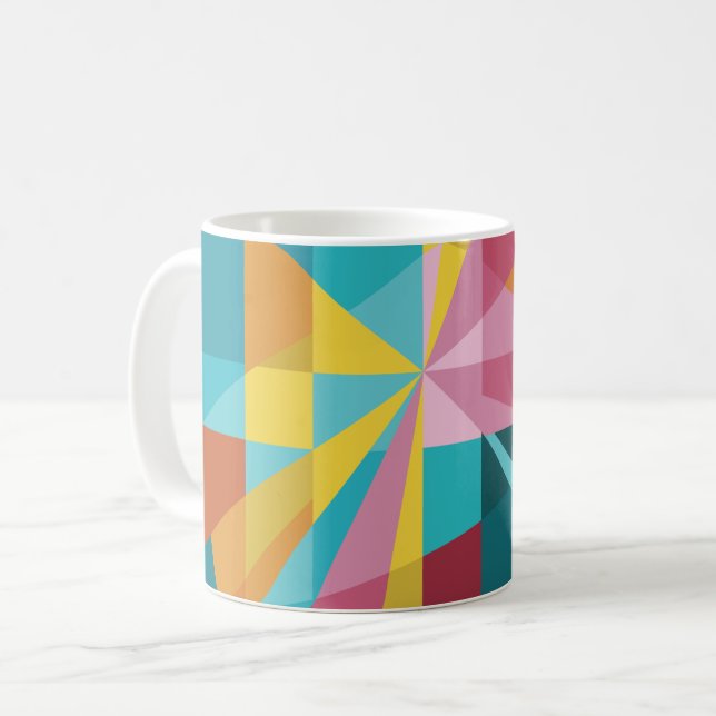 Mug Teal moderne, rose, Design_Abstract géométrique (Devant gauche)