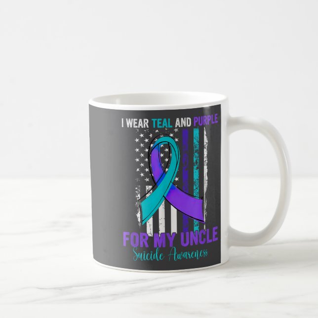 Mug Teal Purple Ribbon Suicide Awareness Flag Uncle  (Droite)