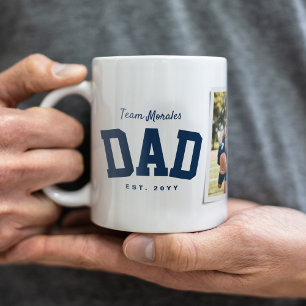 Mug Team papa nom de famille une photo sportive marine