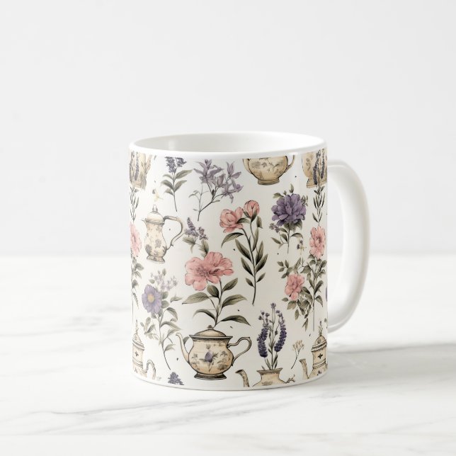 Mug Teapots et fleurs de jardin - Charmant Motif (Devant droit)