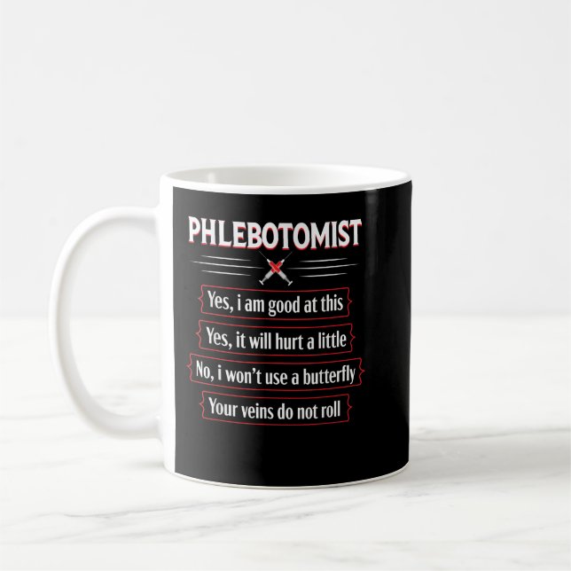 Mug Technicien en pharmacie Phlebotomiste Funny Humour (Gauche)
