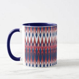 Mug Technique de l'Ikat Motif blanc bleu rouge Jacquar