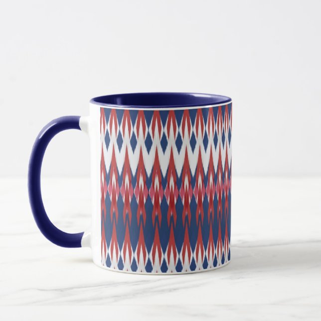Mug Technique de l'Ikat Motif blanc bleu rouge Jacquar (Gauche)
