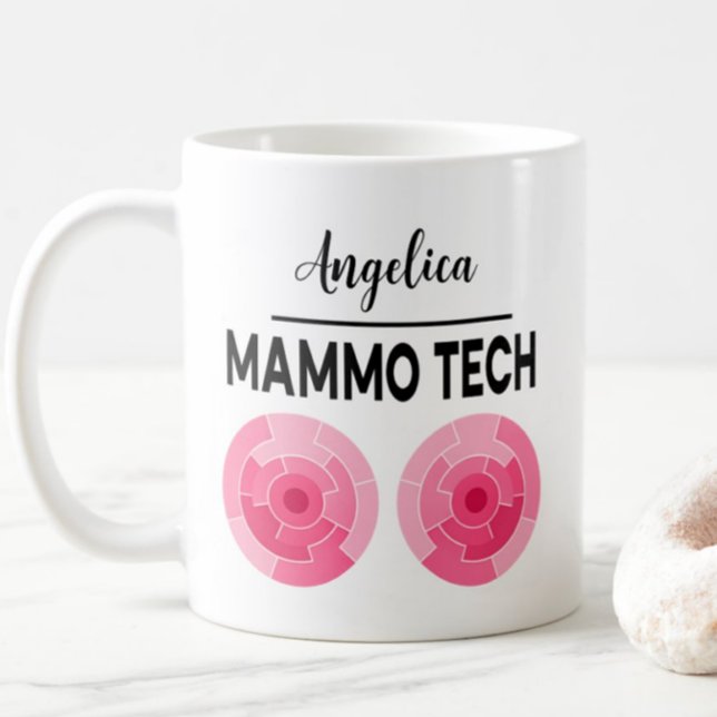 Mug Technologue en mammographie personnalisée Nom Tech (Créateur téléchargé)