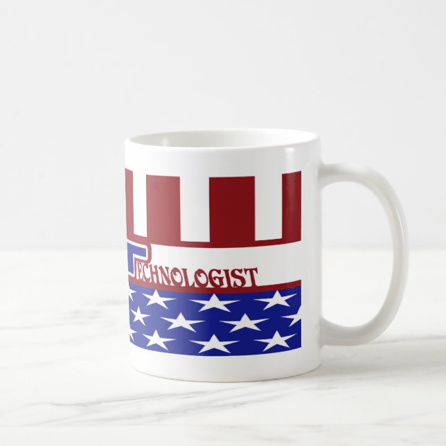 Mug Technologue Médicale PATRIOTIQUE - ROUGE BLANC & B (Droite)