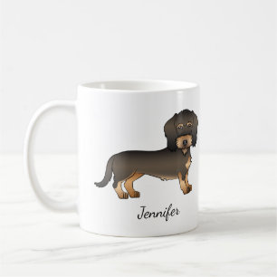 Mug Teckel à poil dur sanglier de dessin animé & nom