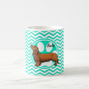 Mug Teckel ; Aqua Chevron vert